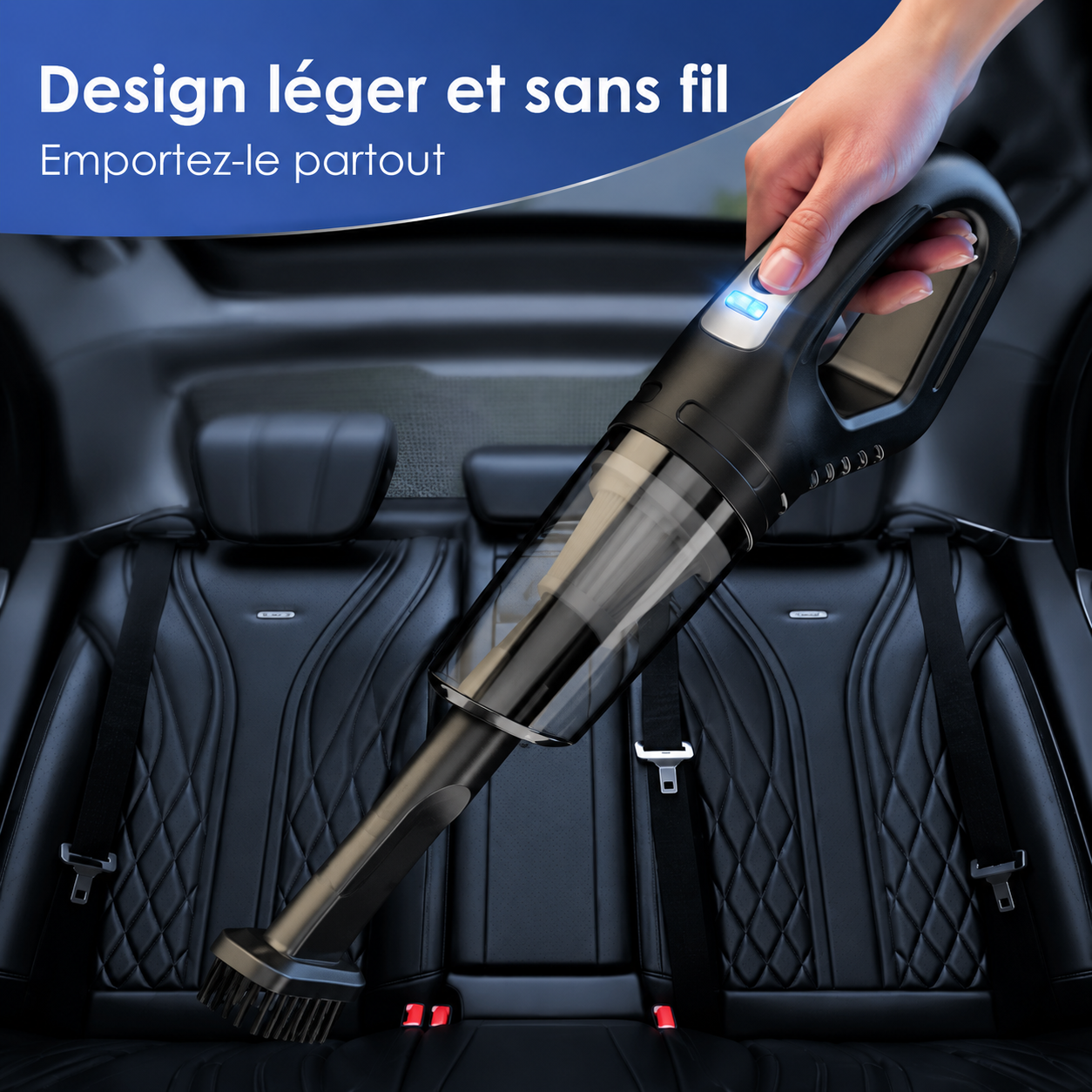 Aspirateur sans fil pour voiture – Compact avec embouts inclus