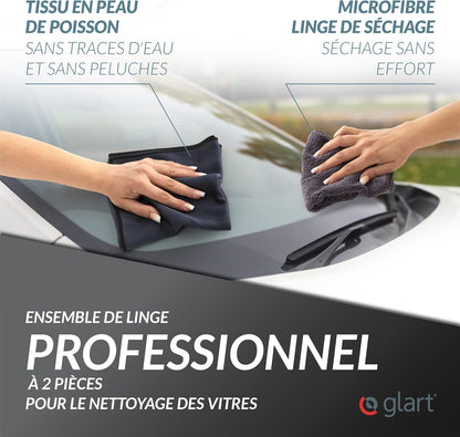 Lot de 2 chiffons microfibres auto – Vitres et finition sans traces