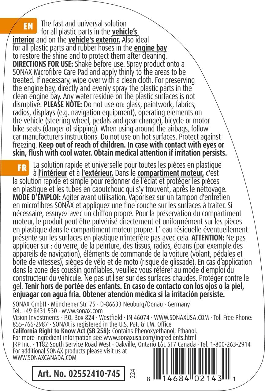 Rénovateur Plastiques Auto 500 ml – Intérieur & Extérieur