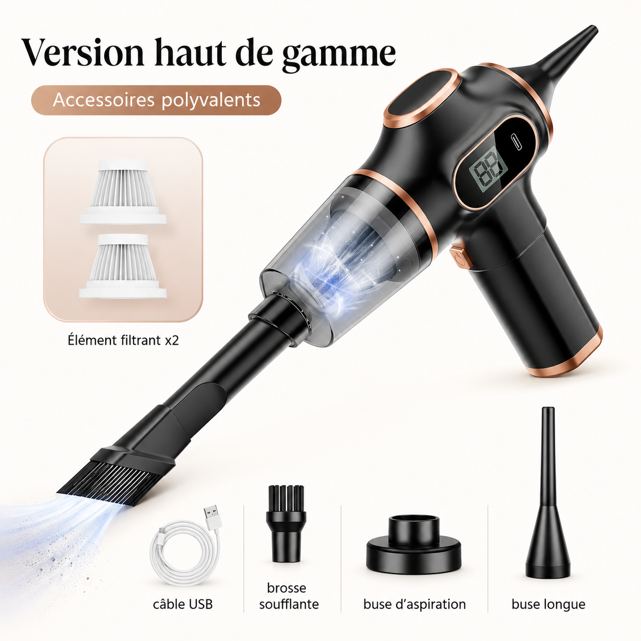 Mini Aspirateur Sans Fil pour Voiture – Compact & Rechargeable