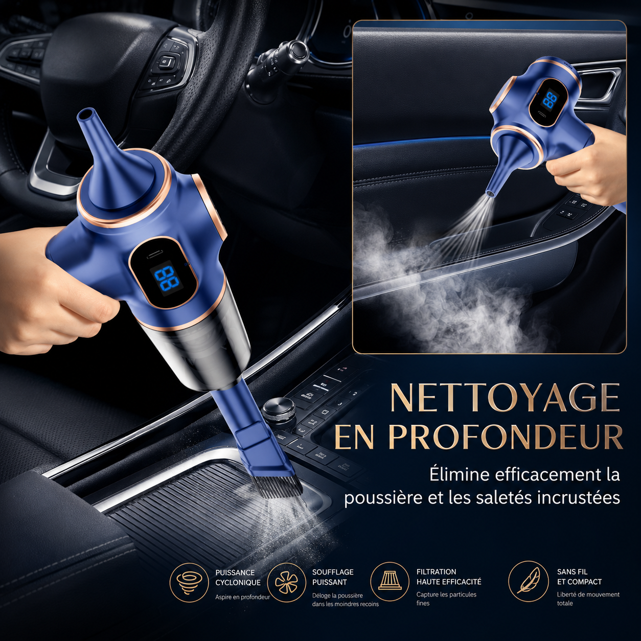 Mini Aspirateur Sans Fil pour Voiture – Compact & Rechargeable