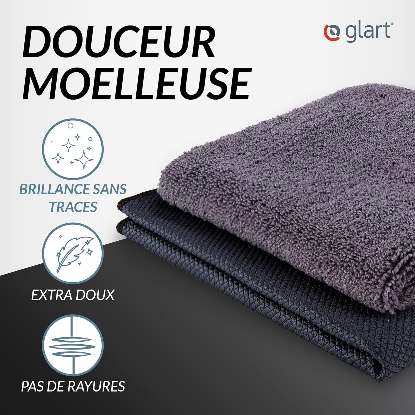 Lot de 2 chiffons microfibres auto – Vitres et finition sans traces